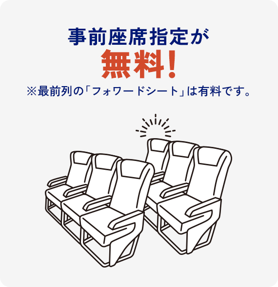 事前座席指定が無料！