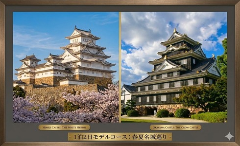 【兵庫＆岡山・1泊2日プラン】兵庫の歴史と岡山の白壁を巡る王道コースの画像